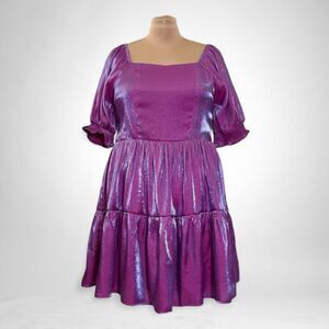 FATE Magenta Satin Baby Doll Dress, NWT! Size 1X